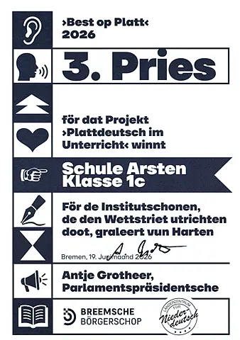 Urkunde Best op Platt
